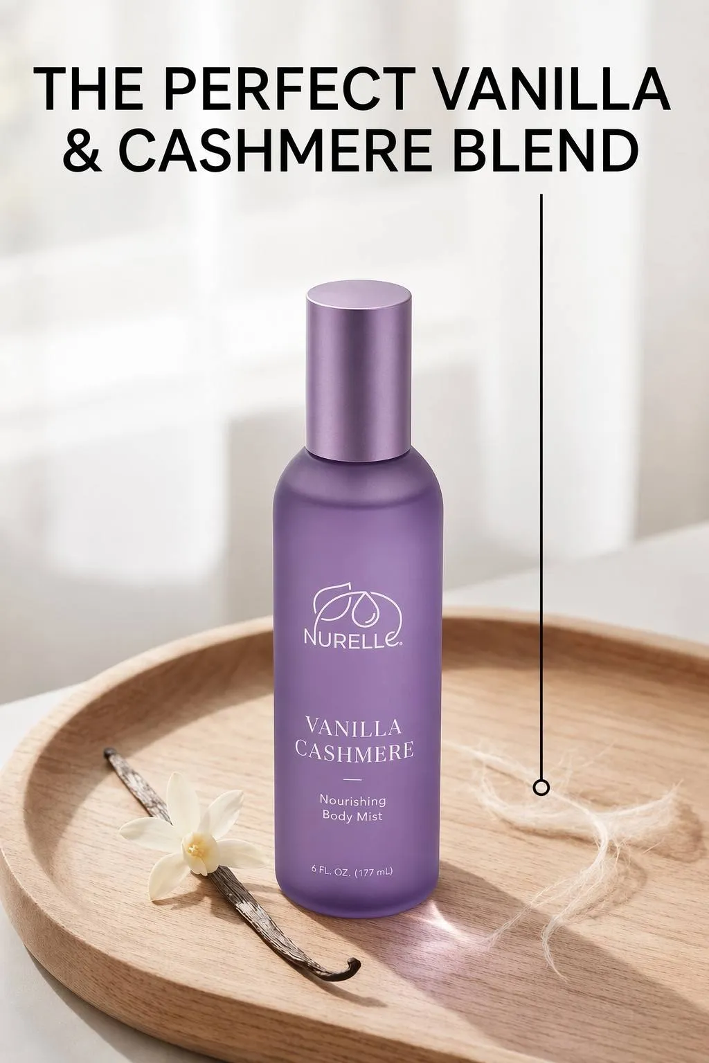 Brume corporelle de luxe aux extraits naturels, parfum en spray longue tenue vanille et cachemire pour femme